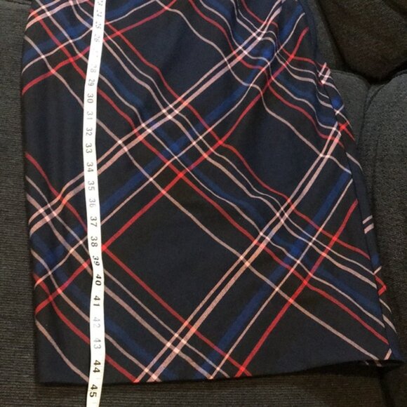 7th AVENUE By New York & Co. Sleeveless Navy Plaid Sheath Dress fully Lined-10 - Picture 11 of 13